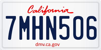 CA license plate 7MHN506