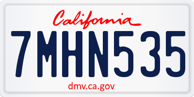 CA license plate 7MHN535