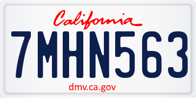CA license plate 7MHN563