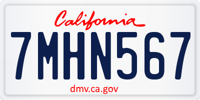 CA license plate 7MHN567