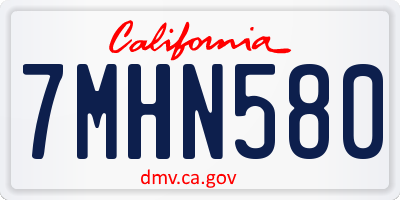 CA license plate 7MHN580