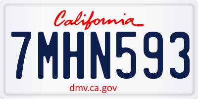 CA license plate 7MHN593
