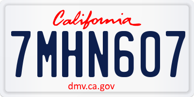 CA license plate 7MHN607