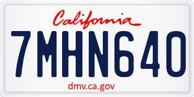 CA license plate 7MHN640