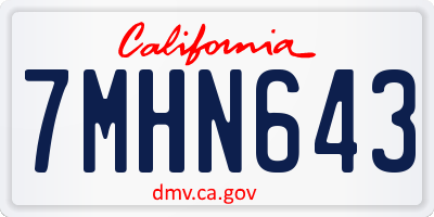 CA license plate 7MHN643