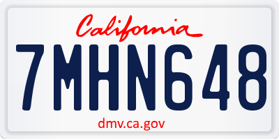 CA license plate 7MHN648