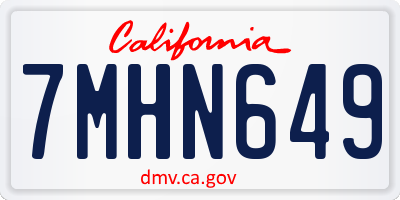 CA license plate 7MHN649