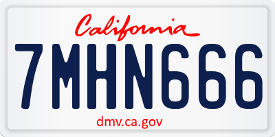 CA license plate 7MHN666