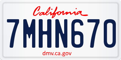 CA license plate 7MHN670
