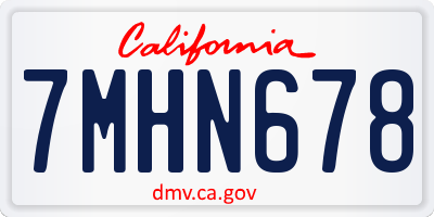 CA license plate 7MHN678