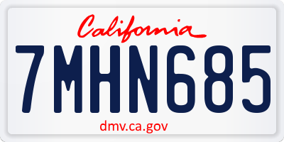 CA license plate 7MHN685