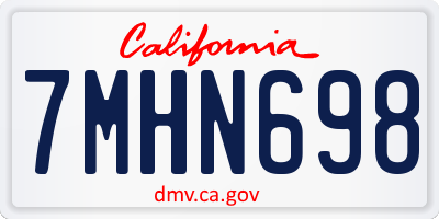 CA license plate 7MHN698