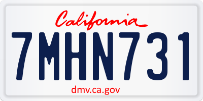 CA license plate 7MHN731