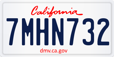 CA license plate 7MHN732