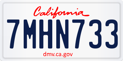 CA license plate 7MHN733