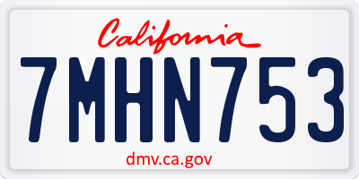 CA license plate 7MHN753