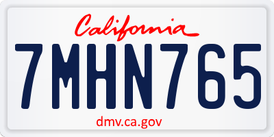 CA license plate 7MHN765