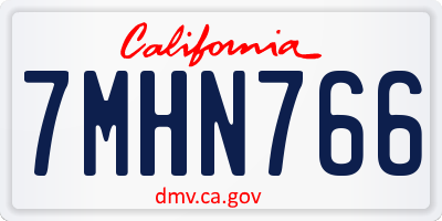 CA license plate 7MHN766