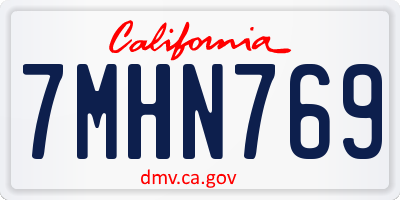 CA license plate 7MHN769