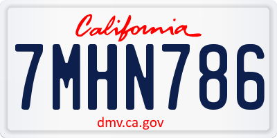 CA license plate 7MHN786
