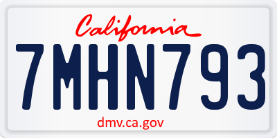 CA license plate 7MHN793