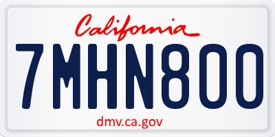 CA license plate 7MHN800