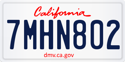 CA license plate 7MHN802