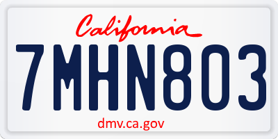 CA license plate 7MHN803