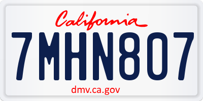CA license plate 7MHN807