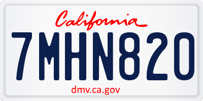 CA license plate 7MHN820
