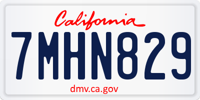 CA license plate 7MHN829