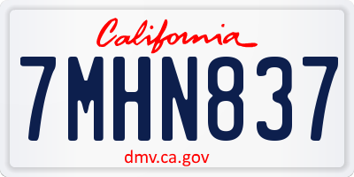 CA license plate 7MHN837