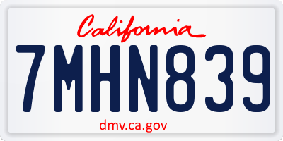 CA license plate 7MHN839