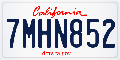 CA license plate 7MHN852
