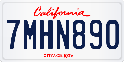 CA license plate 7MHN890