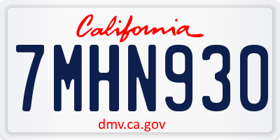 CA license plate 7MHN930
