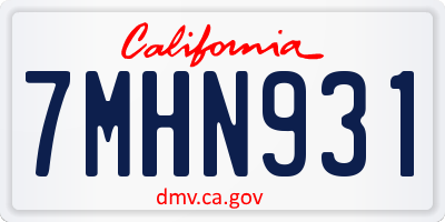 CA license plate 7MHN931