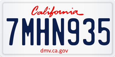 CA license plate 7MHN935