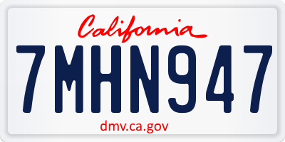 CA license plate 7MHN947