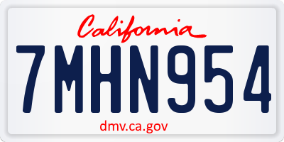 CA license plate 7MHN954