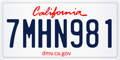 CA license plate 7MHN981