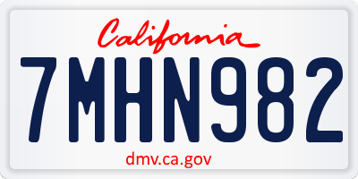 CA license plate 7MHN982