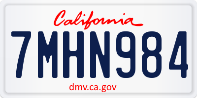 CA license plate 7MHN984