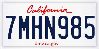 CA license plate 7MHN985