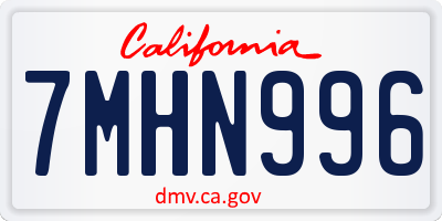 CA license plate 7MHN996