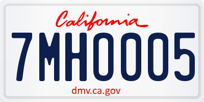 CA license plate 7MHO005
