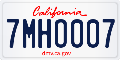 CA license plate 7MHO007