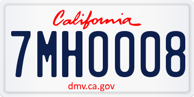 CA license plate 7MHO008