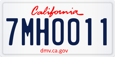 CA license plate 7MHO011
