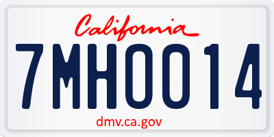 CA license plate 7MHO014